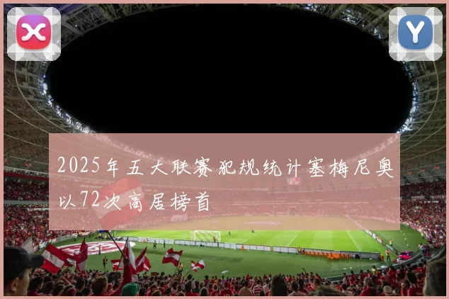 2025年五大联赛犯规统计塞梅尼奥以72次高居榜首